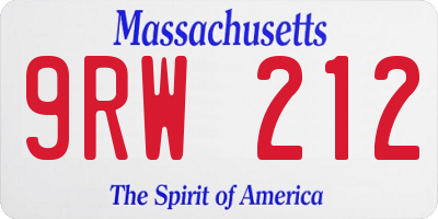 MA license plate 9RW212