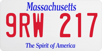 MA license plate 9RW217