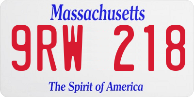 MA license plate 9RW218