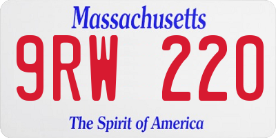 MA license plate 9RW220
