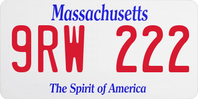 MA license plate 9RW222