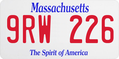 MA license plate 9RW226