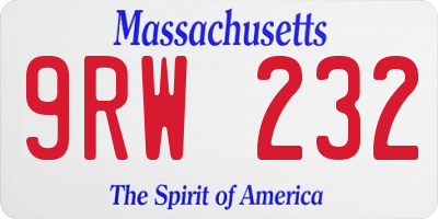 MA license plate 9RW232