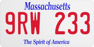MA license plate 9RW233