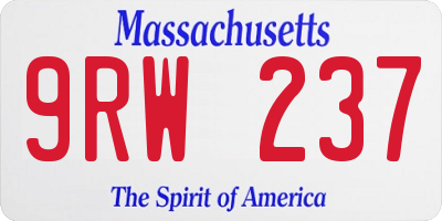 MA license plate 9RW237