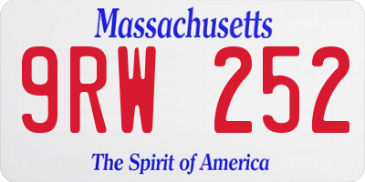 MA license plate 9RW252