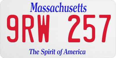 MA license plate 9RW257