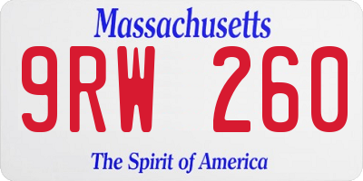 MA license plate 9RW260
