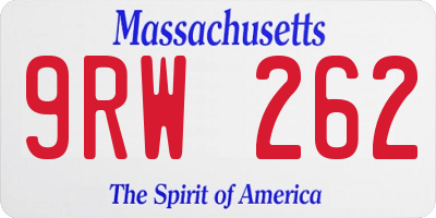 MA license plate 9RW262