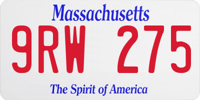 MA license plate 9RW275