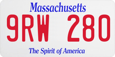 MA license plate 9RW280