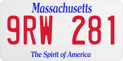 MA license plate 9RW281