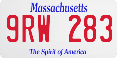 MA license plate 9RW283