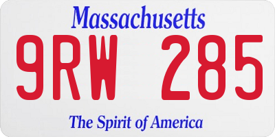 MA license plate 9RW285