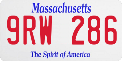 MA license plate 9RW286