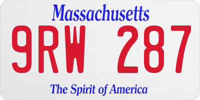 MA license plate 9RW287
