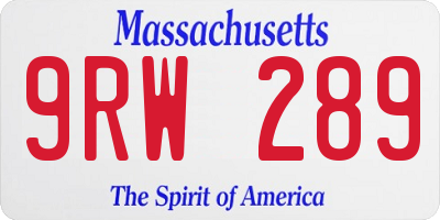MA license plate 9RW289