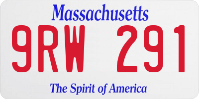 MA license plate 9RW291