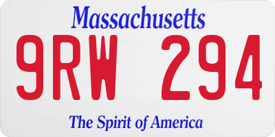 MA license plate 9RW294