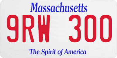 MA license plate 9RW300