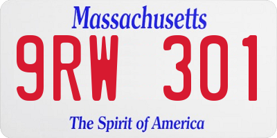 MA license plate 9RW301