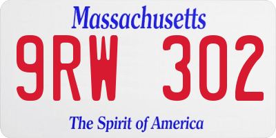 MA license plate 9RW302