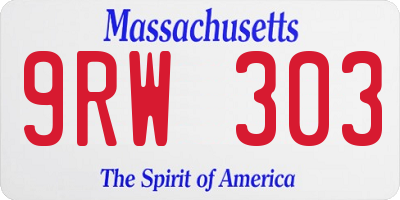 MA license plate 9RW303
