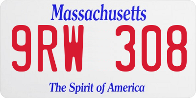 MA license plate 9RW308