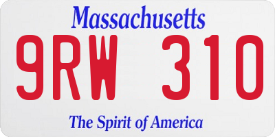 MA license plate 9RW310