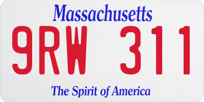 MA license plate 9RW311