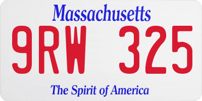 MA license plate 9RW325