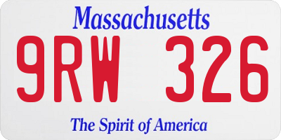 MA license plate 9RW326