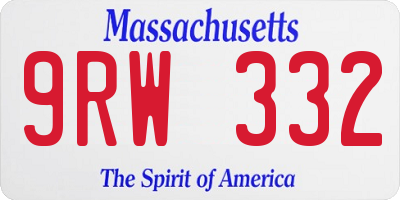 MA license plate 9RW332