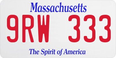 MA license plate 9RW333