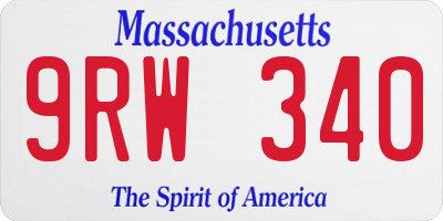MA license plate 9RW340