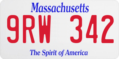 MA license plate 9RW342