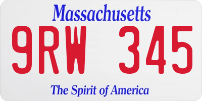 MA license plate 9RW345