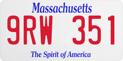 MA license plate 9RW351