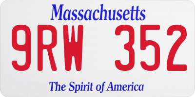 MA license plate 9RW352
