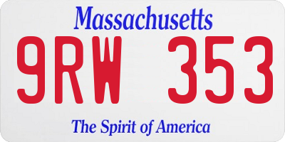 MA license plate 9RW353