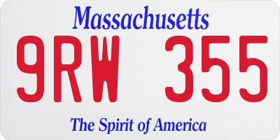 MA license plate 9RW355