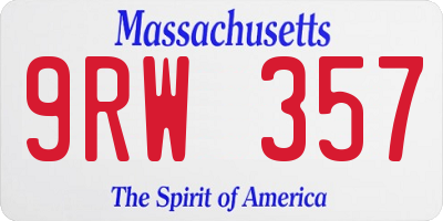 MA license plate 9RW357