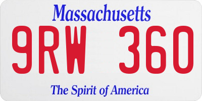 MA license plate 9RW360