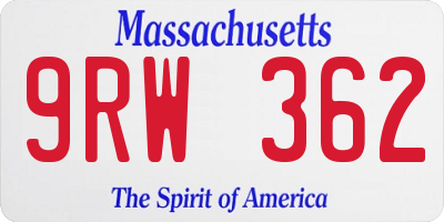 MA license plate 9RW362