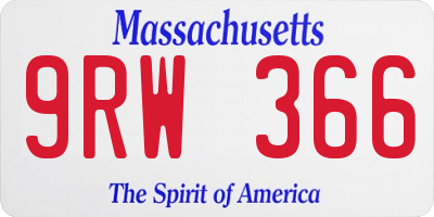 MA license plate 9RW366