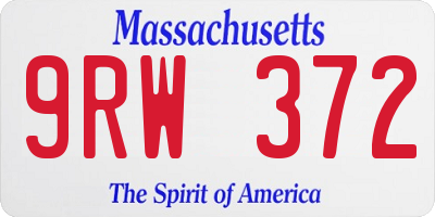MA license plate 9RW372