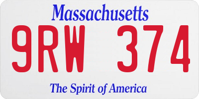 MA license plate 9RW374