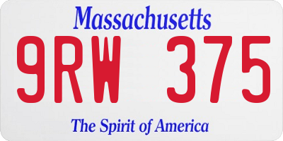 MA license plate 9RW375