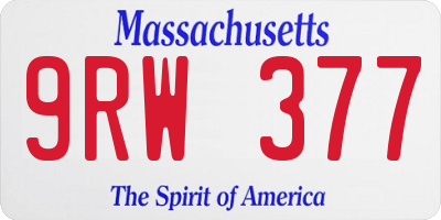 MA license plate 9RW377