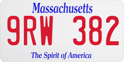 MA license plate 9RW382